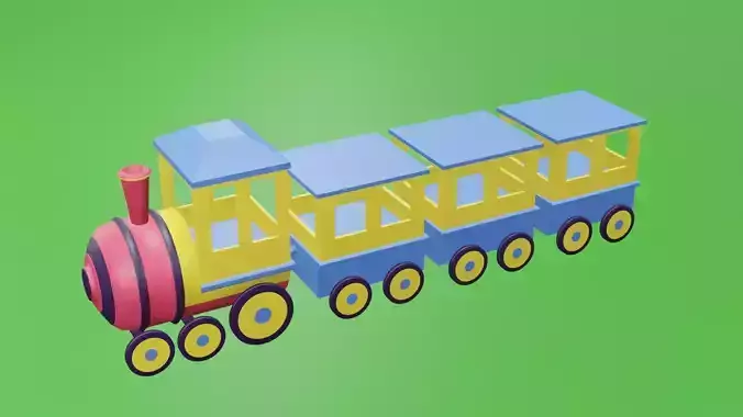 Train cartoon green yellow red blue kids