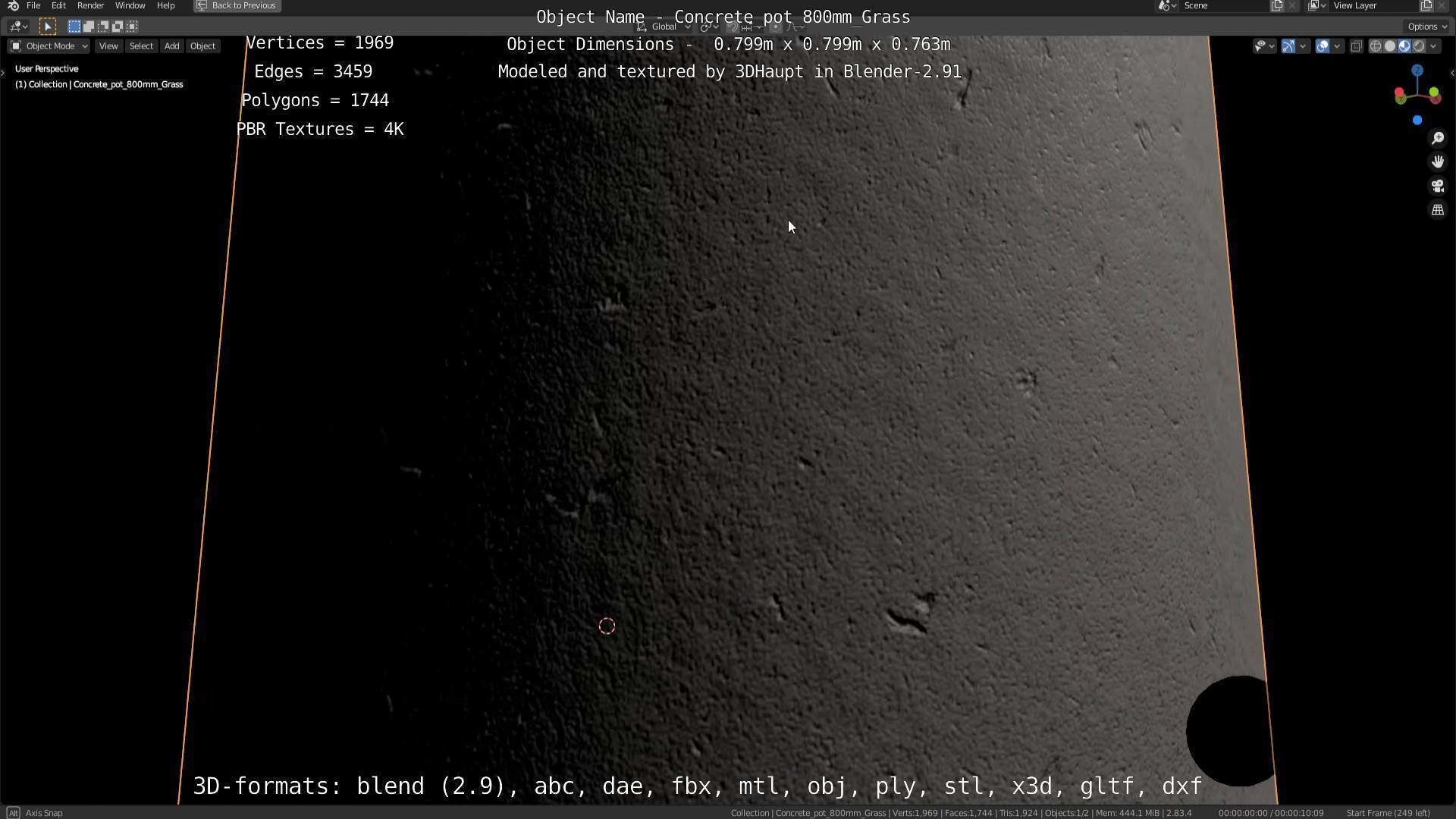 Concrete Pipe Pots with Grass 3D Model Collection_16