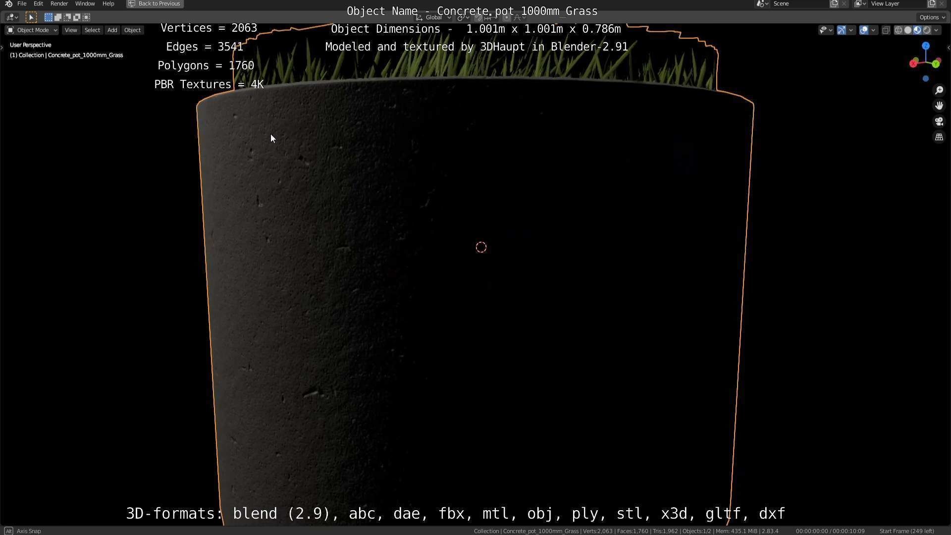 Concrete Pipe Pots with Grass 3D Model Collection_51