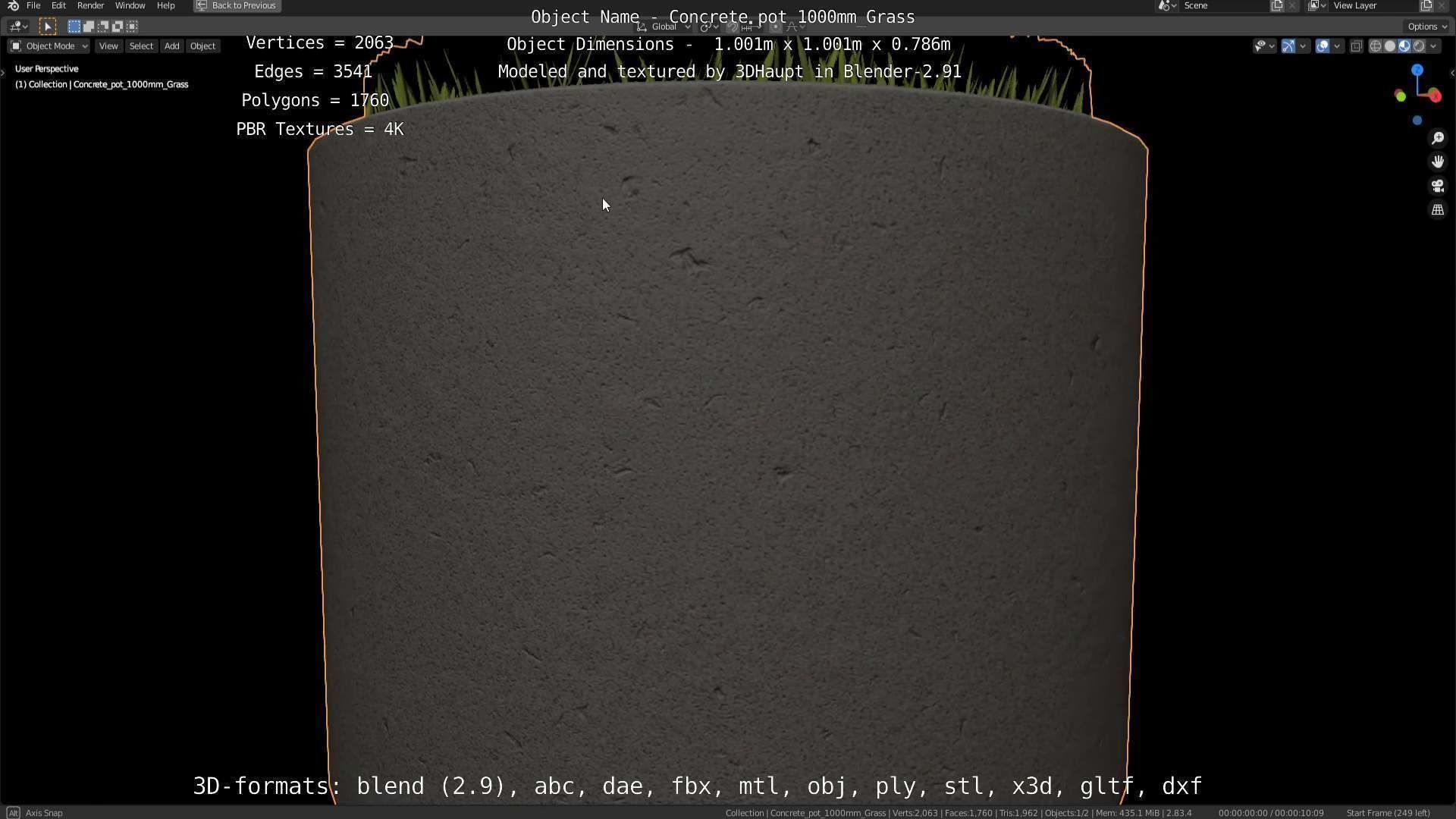 Concrete Pipe Pots with Grass 3D Model Collection_40