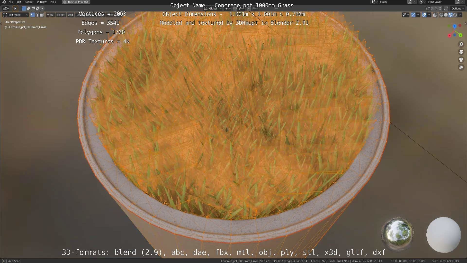 Concrete Pipe Pots with Grass 3D Model Collection_44