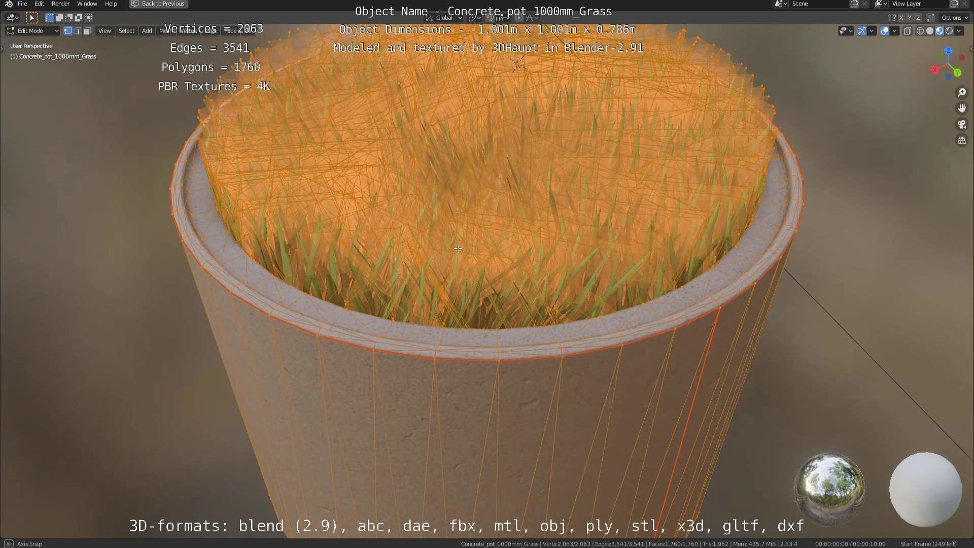Concrete Pipe Pots with Grass 3D Model Collection_56
