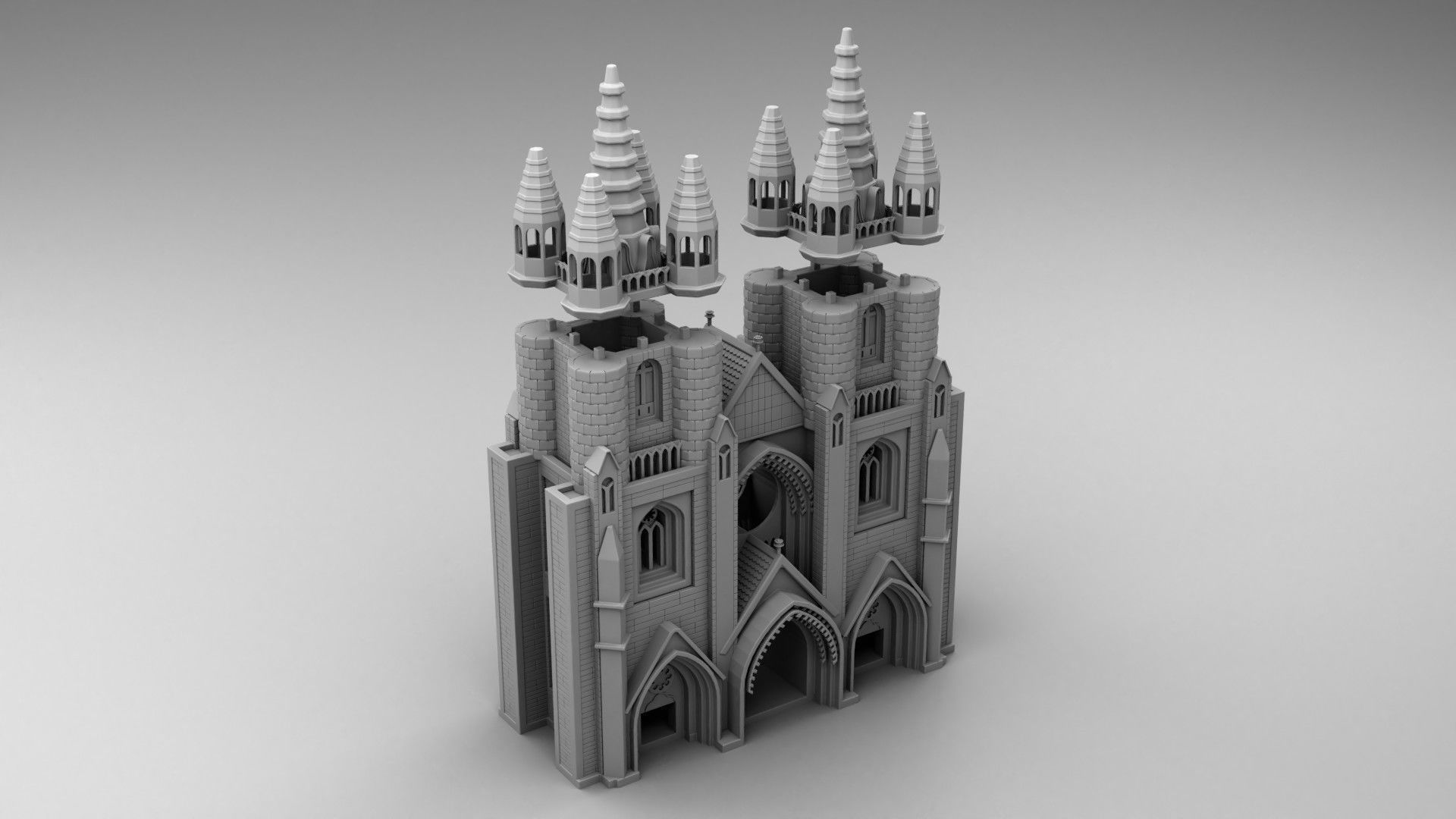 Gothic style castle 3D print model_2
