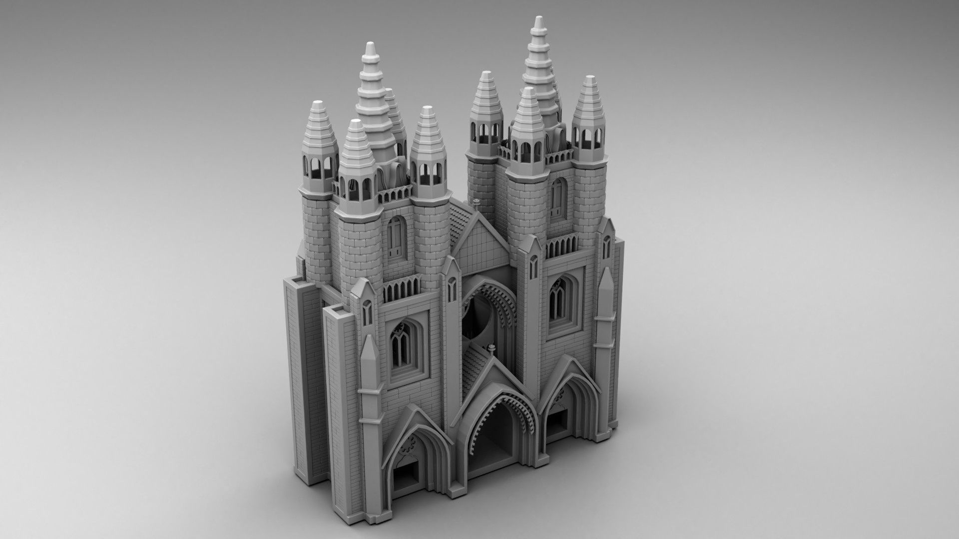 Gothic style castle 3D print model_1
