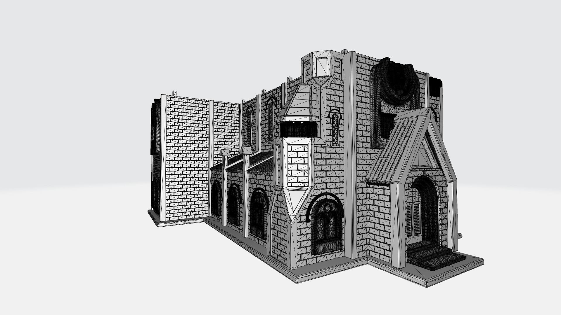 Gothic style church 3D print model_3