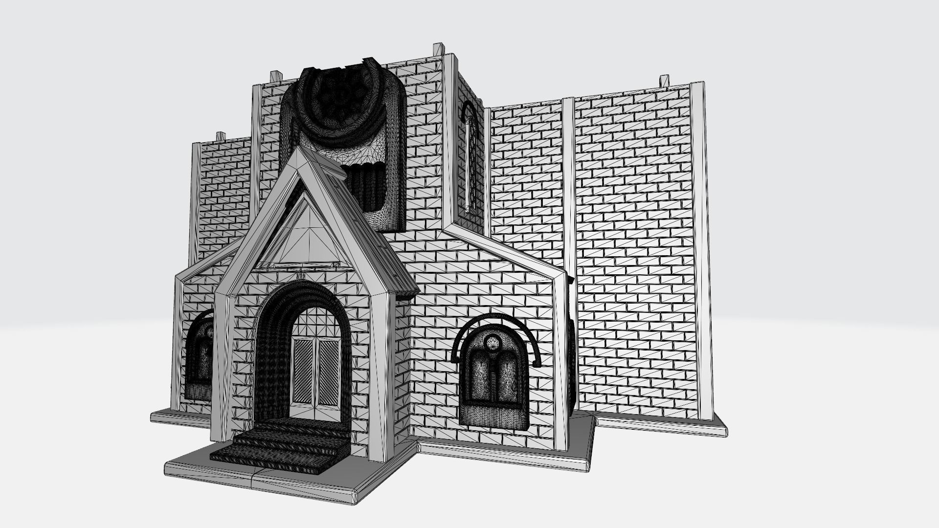 Gothic style church 3D print model_5