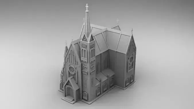 Gothic style church 3D print model