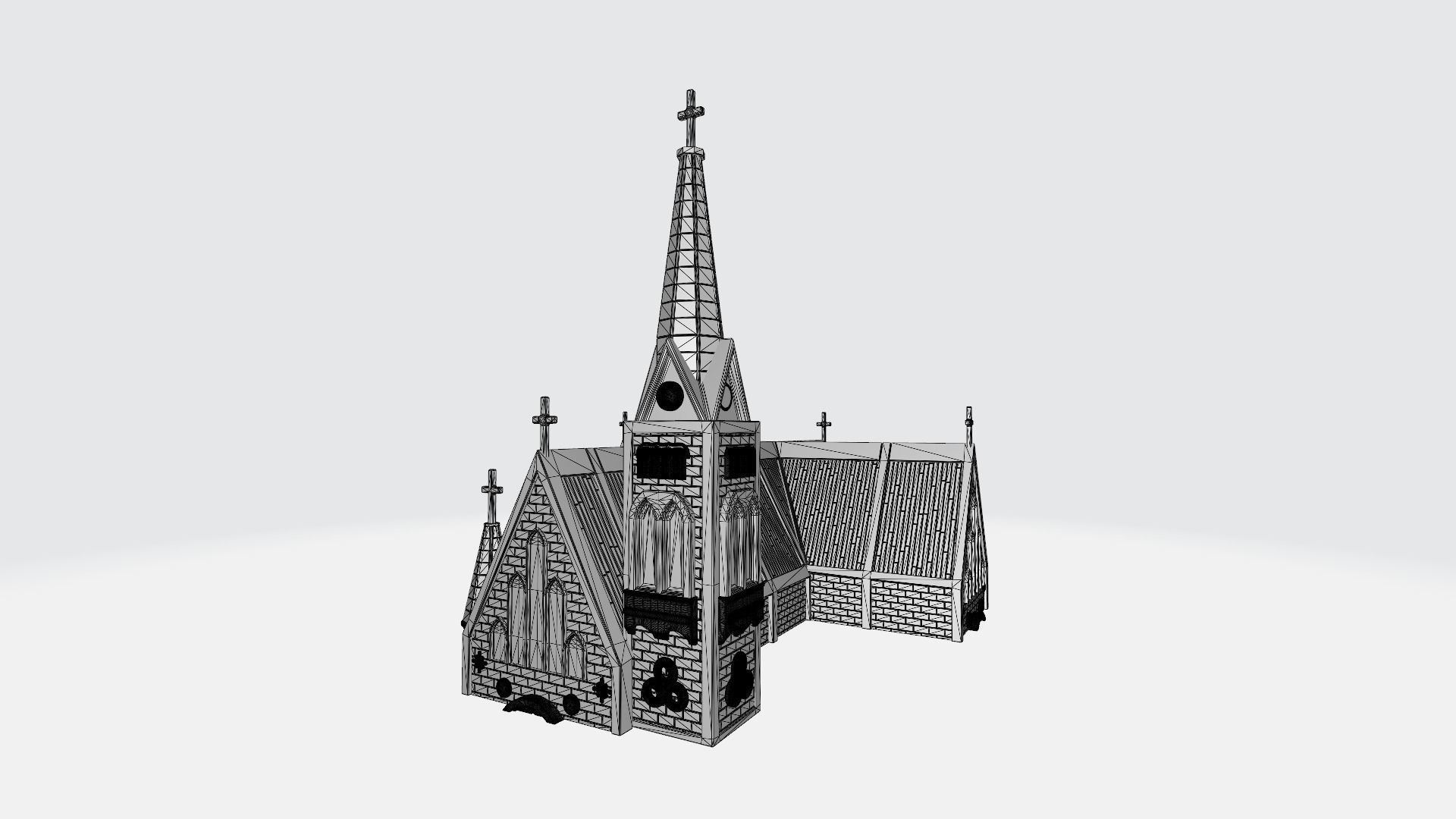 Gothic style church 3D print model_6