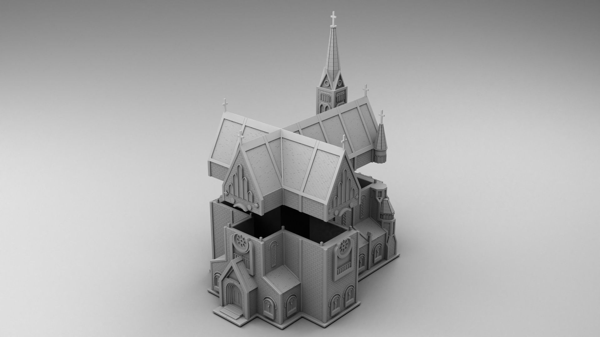 Gothic style church 3D print model_2