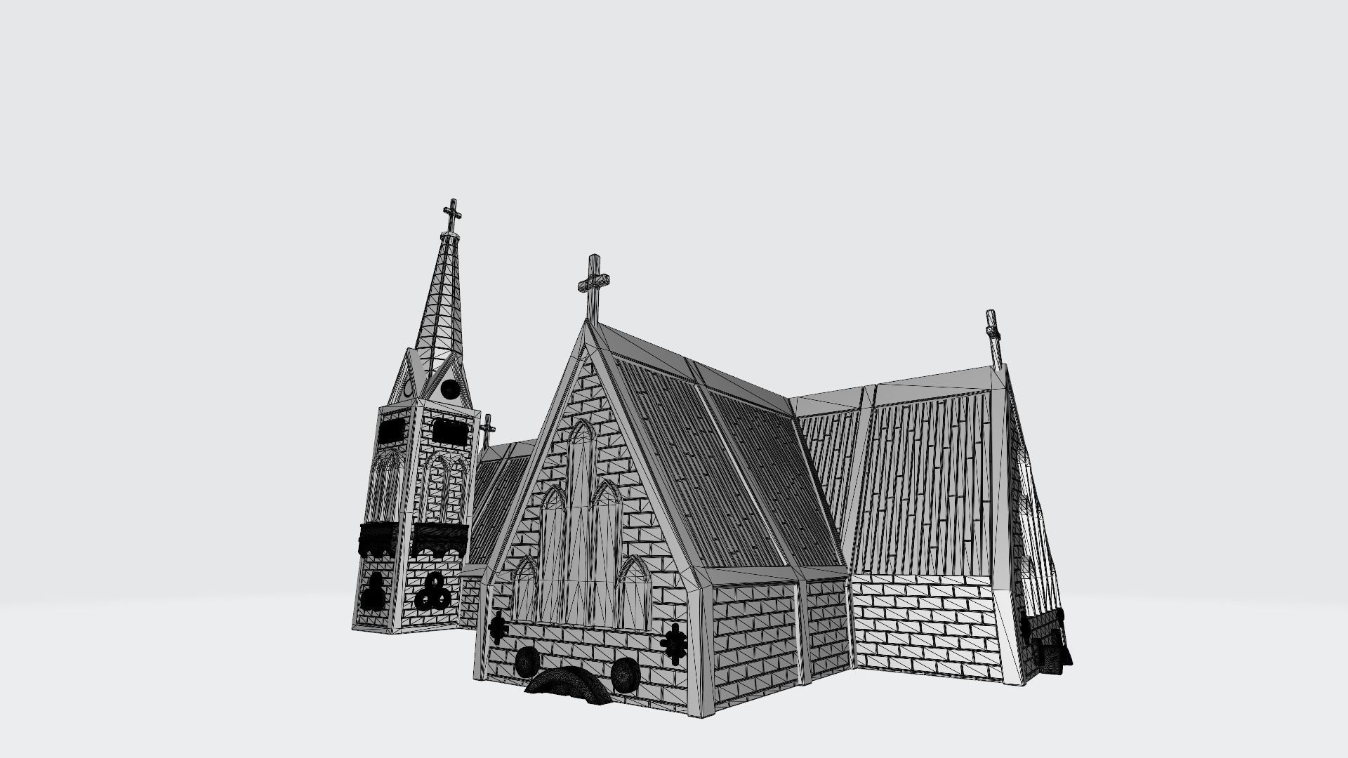 Gothic style church 3D print model_7
