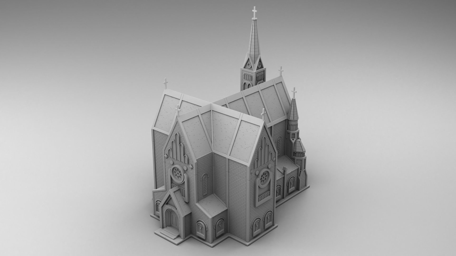 Gothic style church 3D print model_1