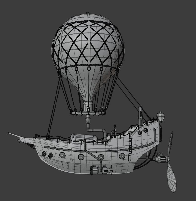 Steampunk Hot Air Balloon 3D model_11