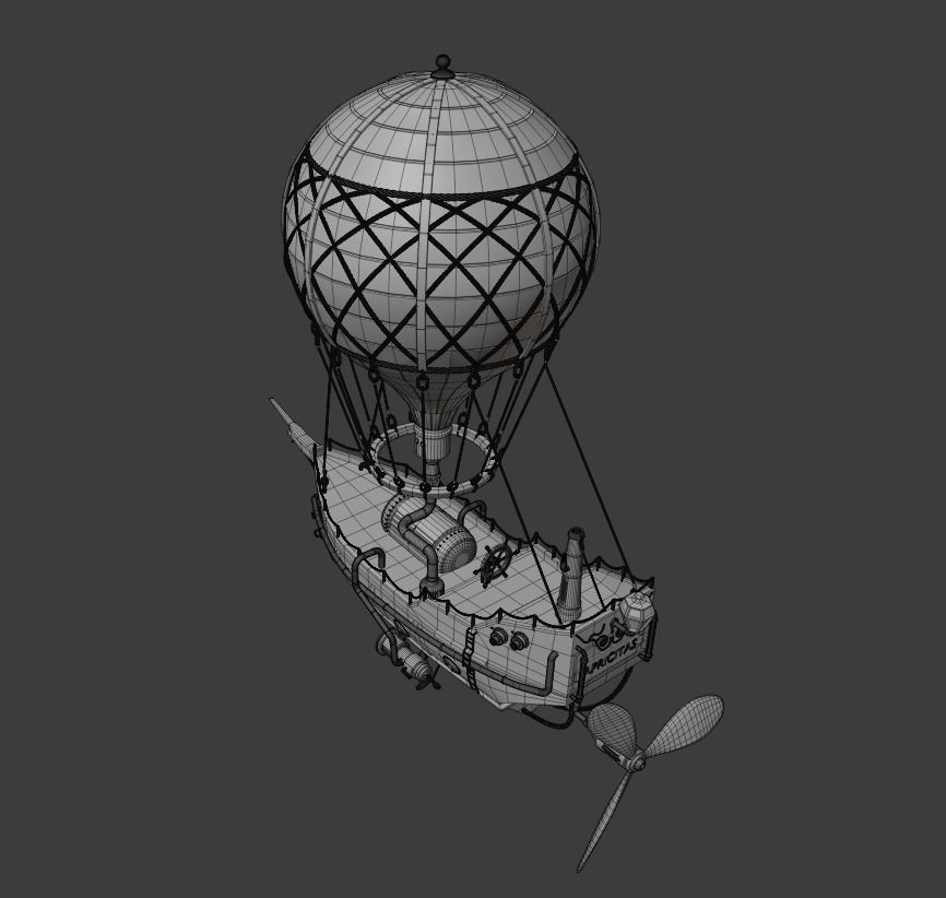 Steampunk Hot Air Balloon 3D model_12