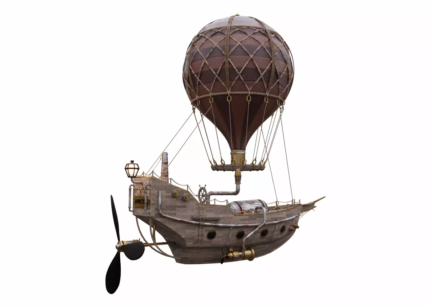 Steampunk Hot Air Balloon 3D model_0