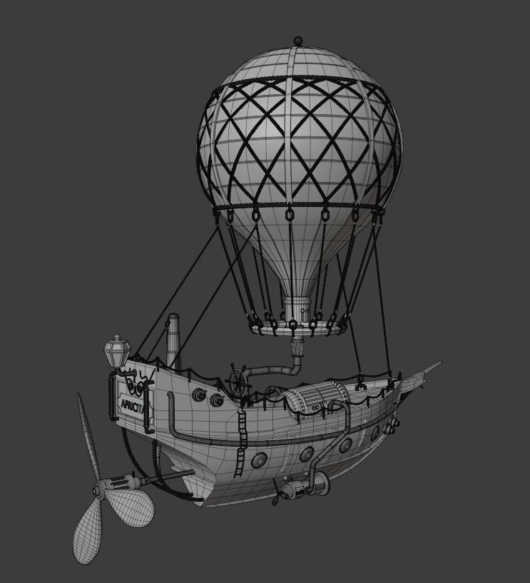 Steampunk Hot Air Balloon 3D model_8