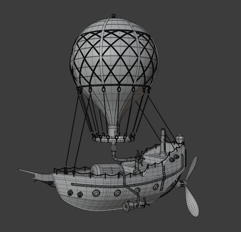 Steampunk Hot Air Balloon 3D model_7