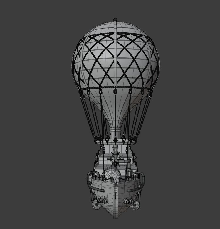 Steampunk Hot Air Balloon 3D model_9