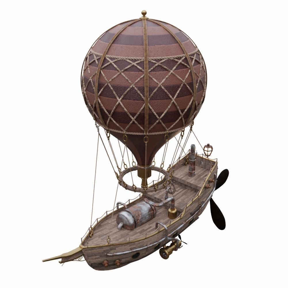 Steampunk Hot Air Balloon 3D model_2