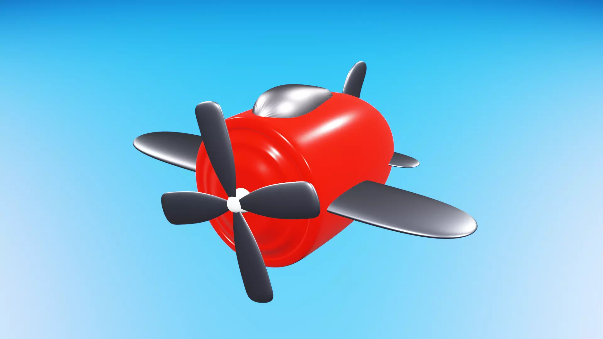 cartoon airplane red metal propeller for children jet 3D model_0