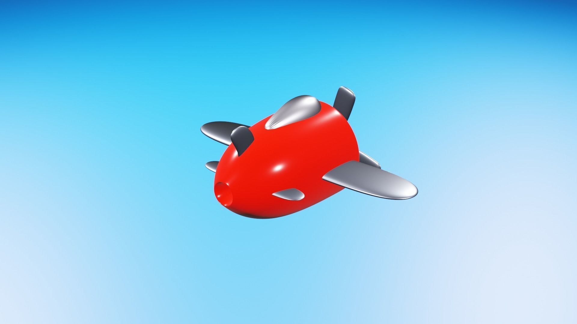 cartoon airplane red metal propeller for children jet 3D model_1
