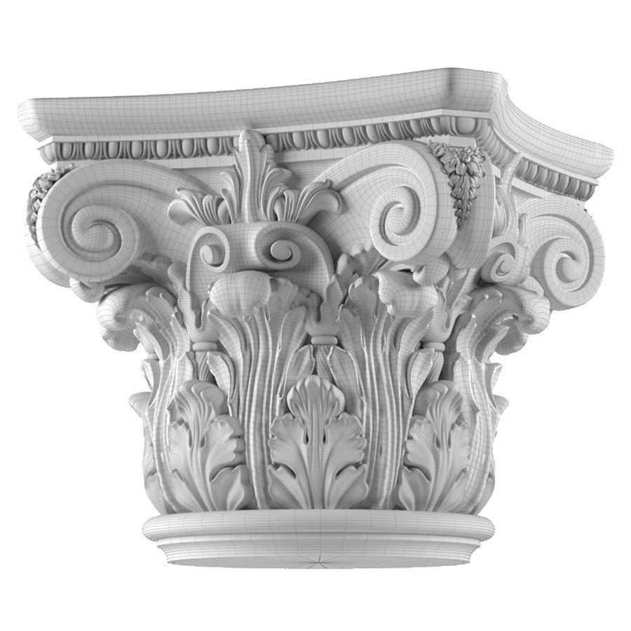 Round Column Capital Decorative painting 3D model_1