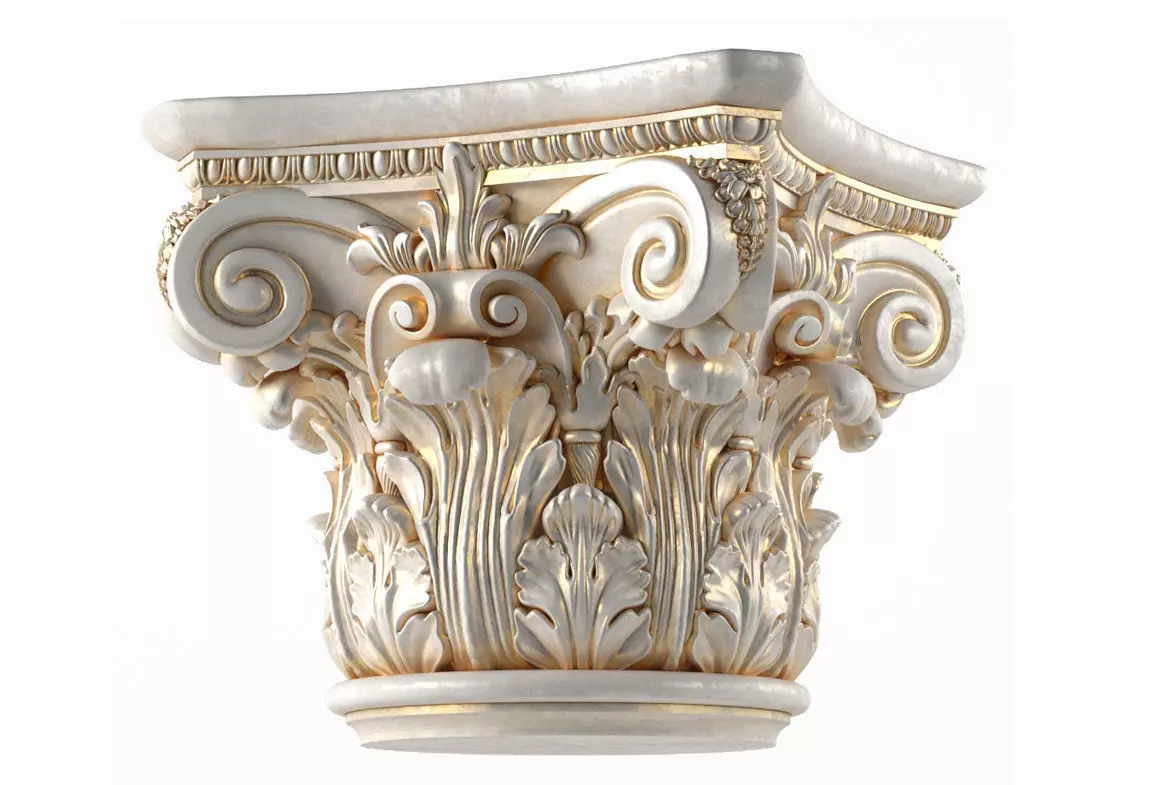 Round Column Capital Decorative painting 3D model_0