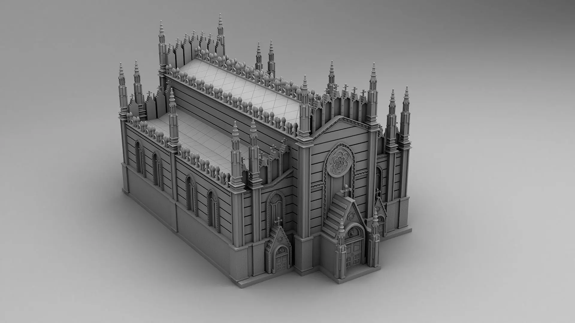 Gothic style house 3D print model_0