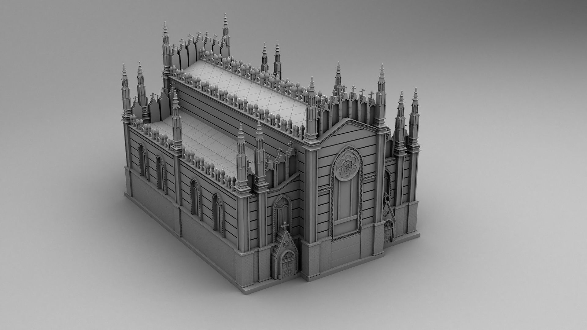 Gothic style house 3D print model_1