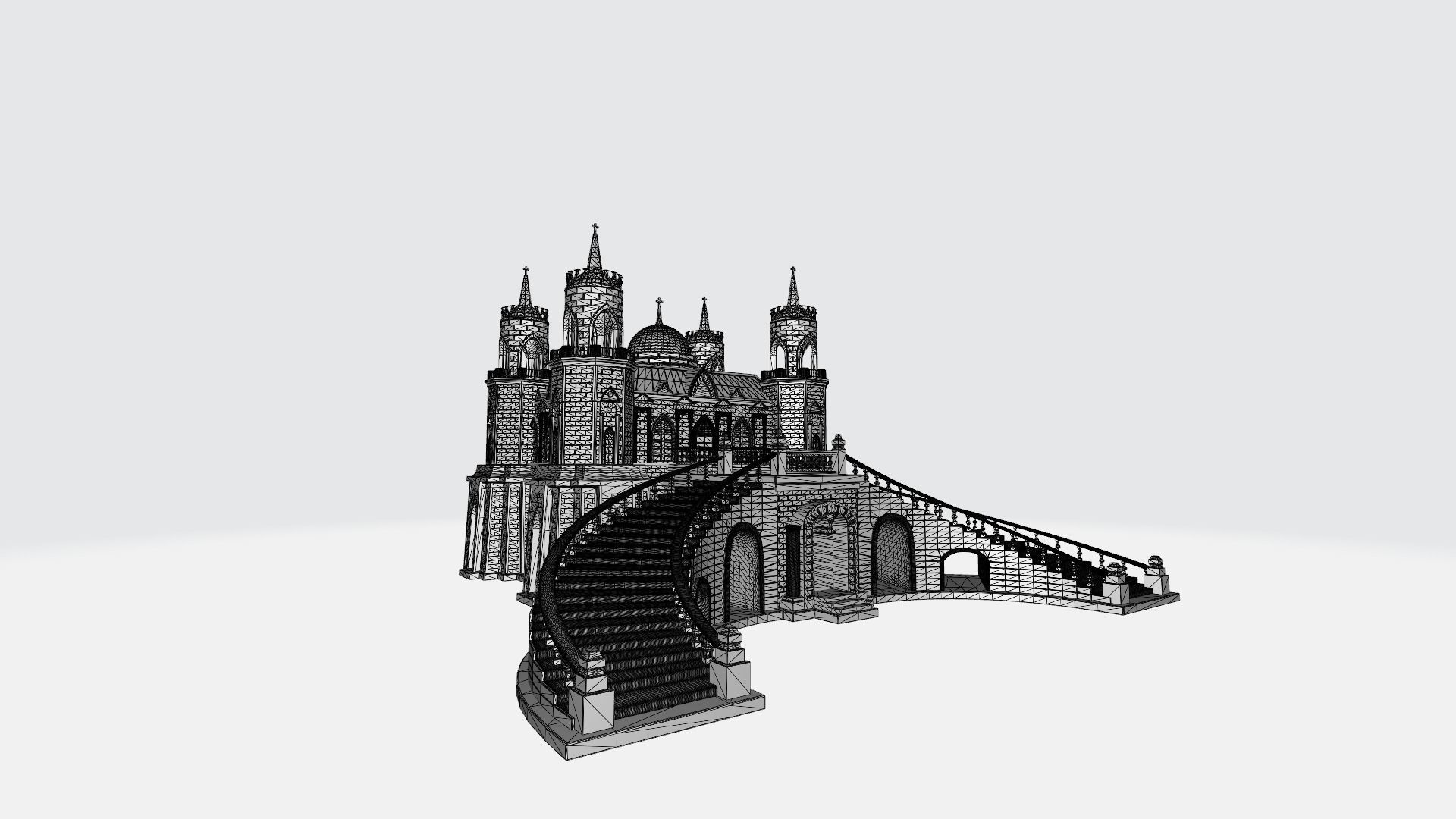 Castle with towers 3D print model_3