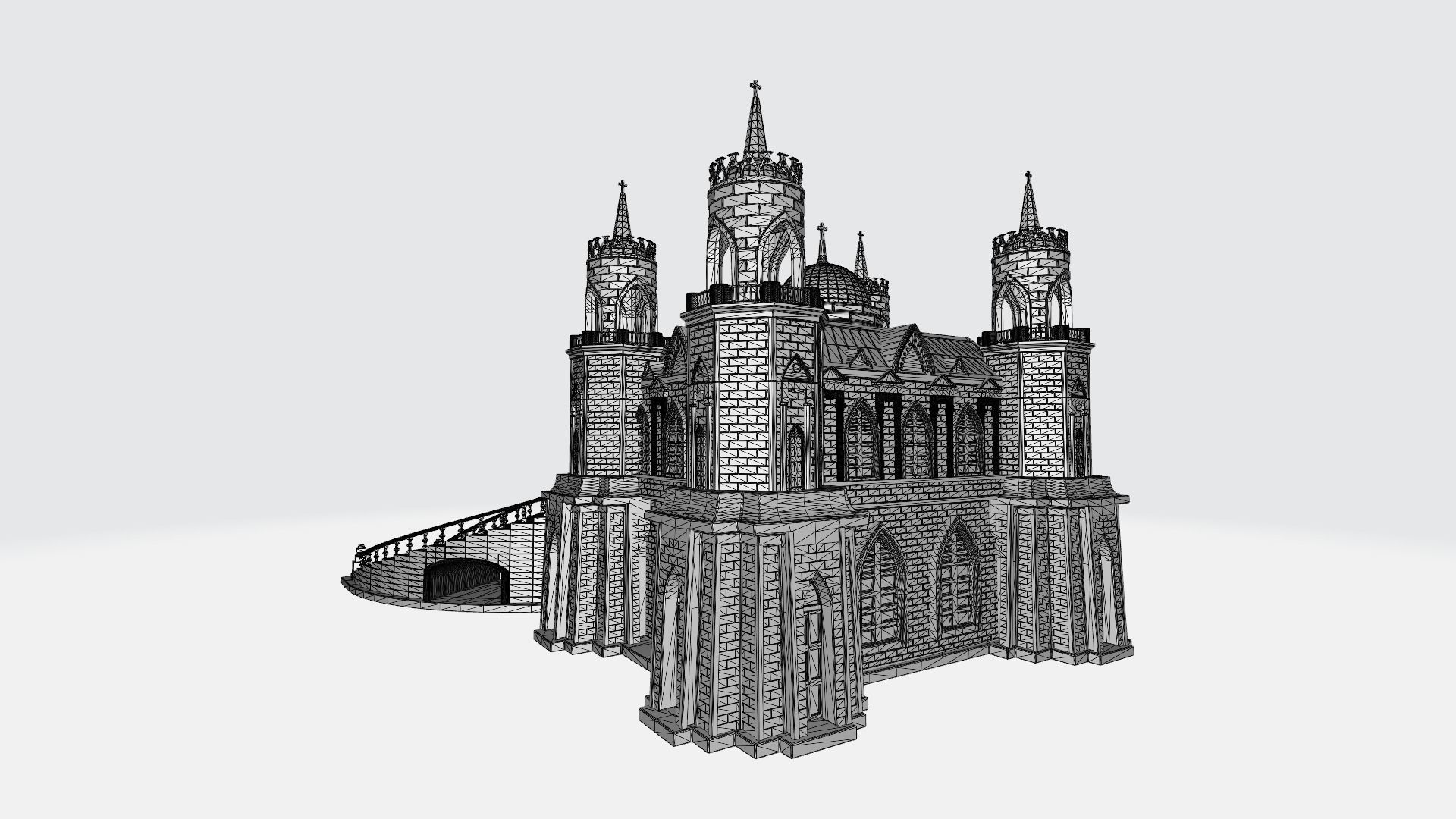 Castle with towers 3D print model_5