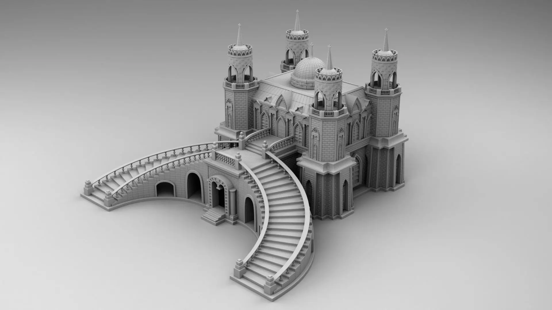 Castle with towers 3D print model_0