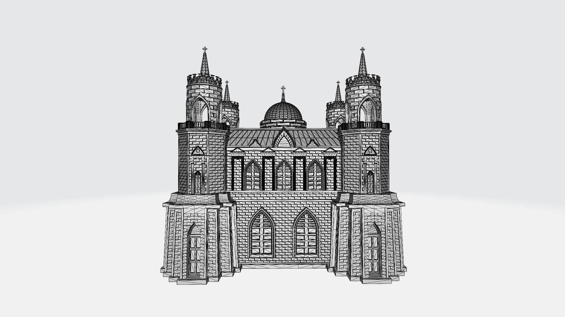 Castle with towers 3D print model_6