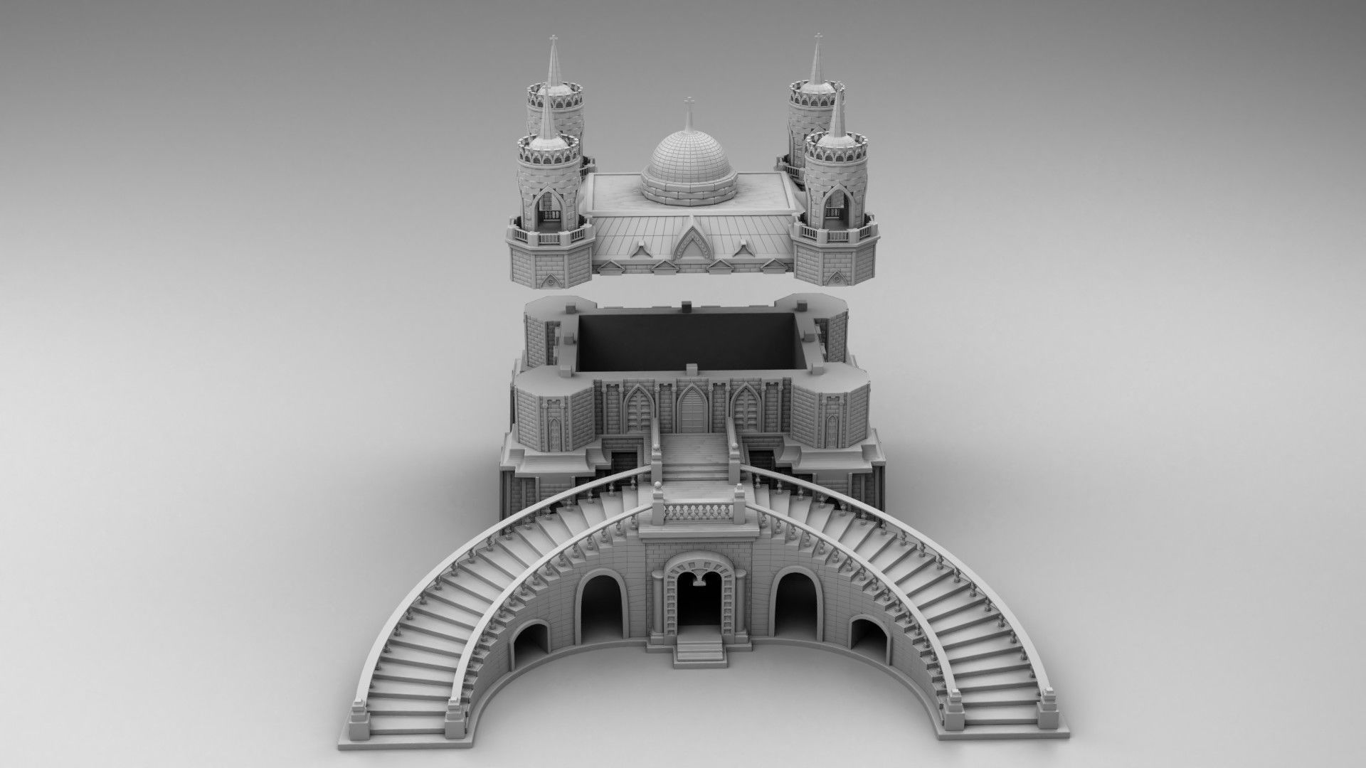 Castle with towers 3D print model_2