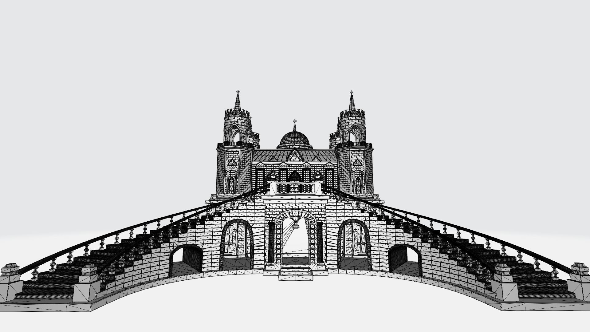 Castle with towers 3D print model_4