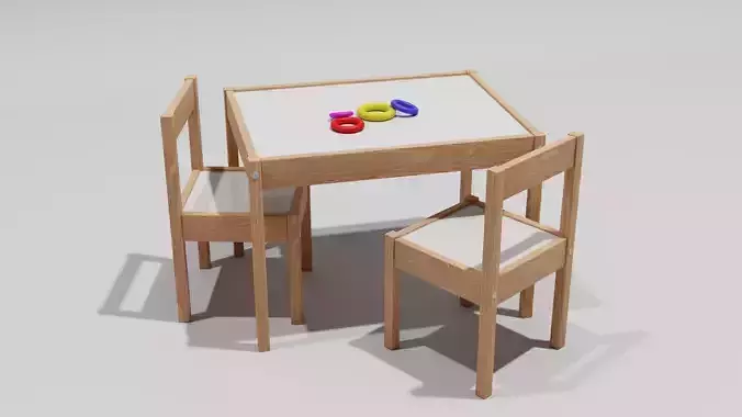 IKEA LATT Childrens Table and Chairs White Pine Wood