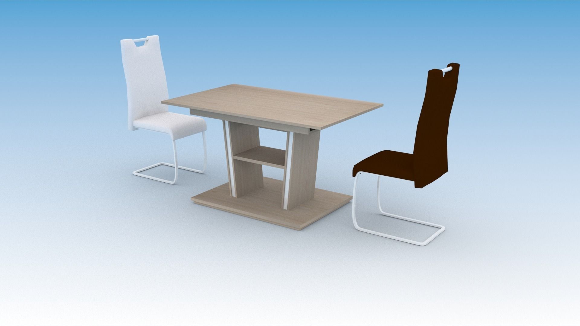 Table with chair Free low-poly 3D model