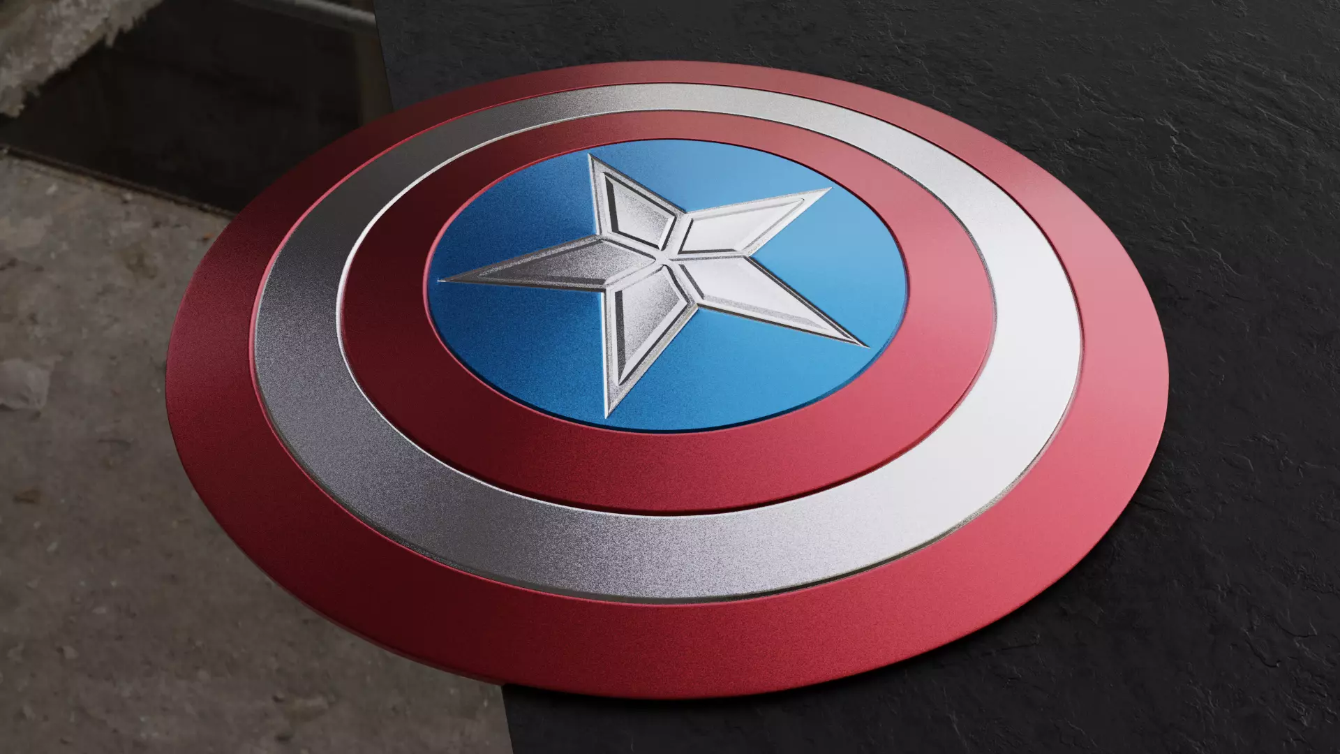 Captain America Shield Low-poly 3D model_0