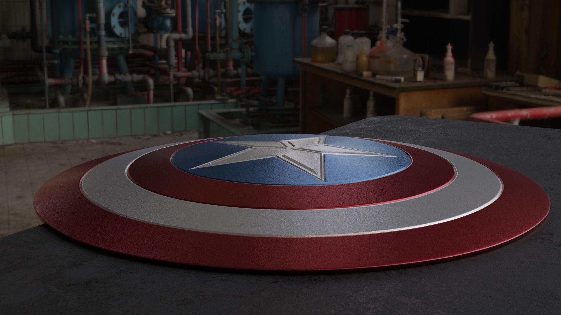 Captain America Shield Low-poly 3D model_2