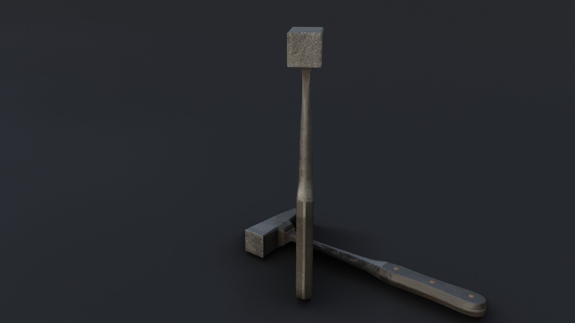 Old Dirty Post Mortem Hammer Low-poly 3D model_6