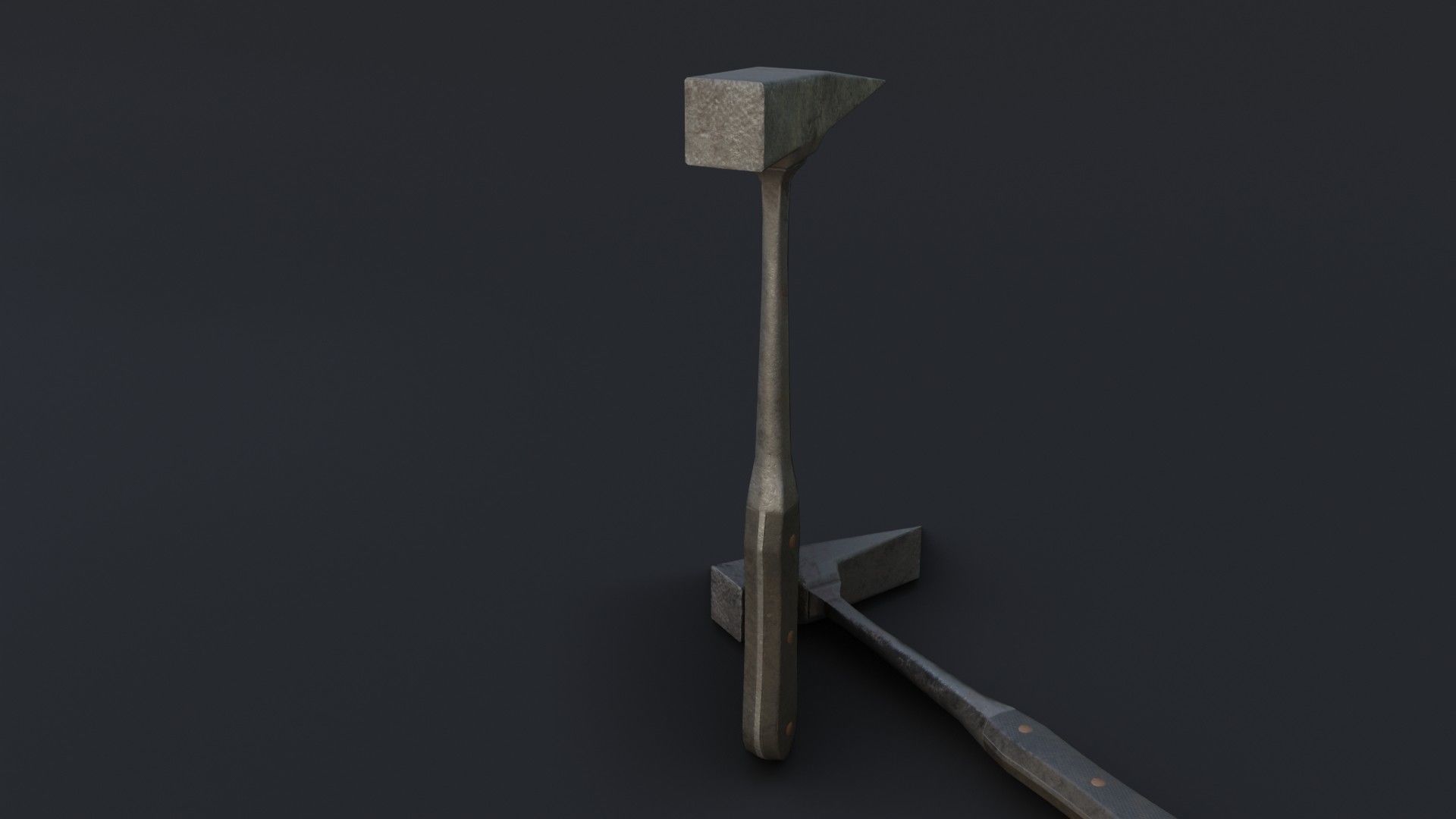 Old Dirty Post Mortem Hammer Low-poly 3D model_8