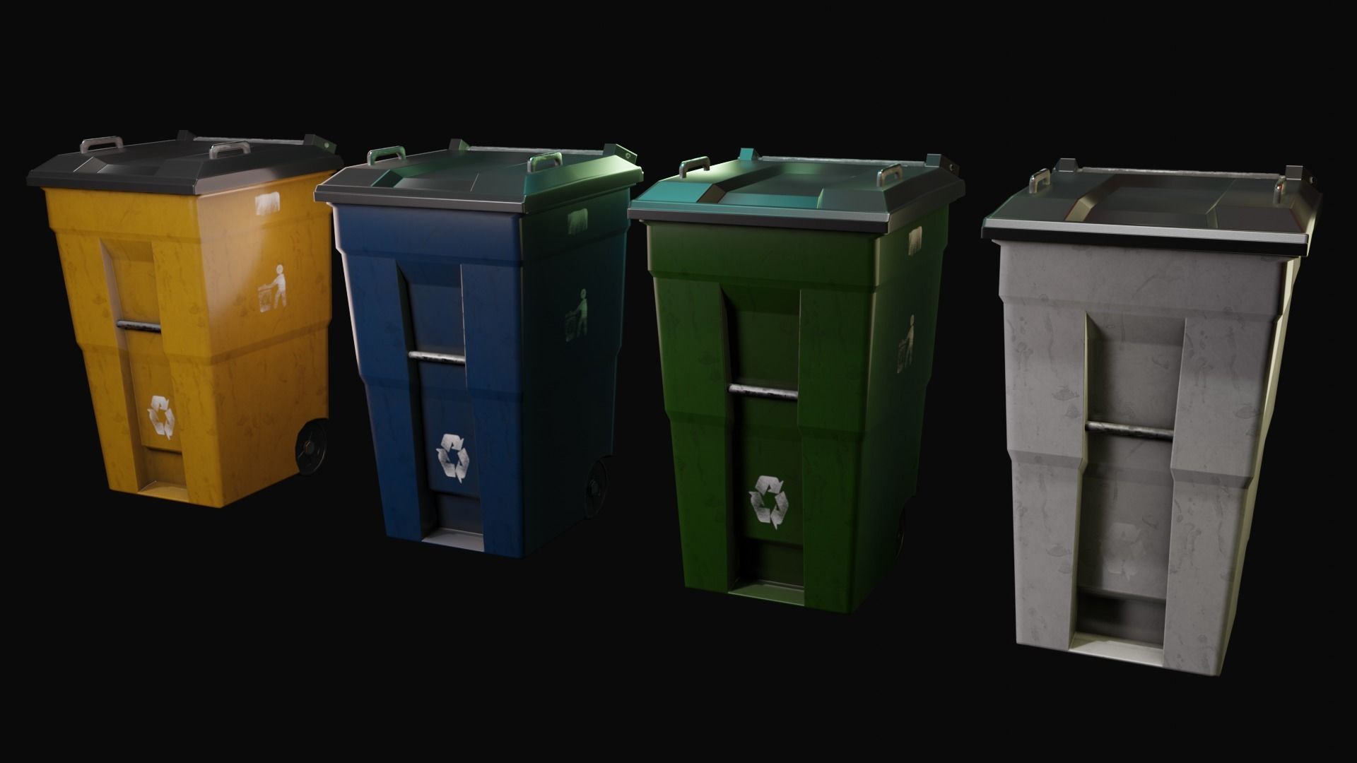 Pack Public trash Low-poly 3D model_2