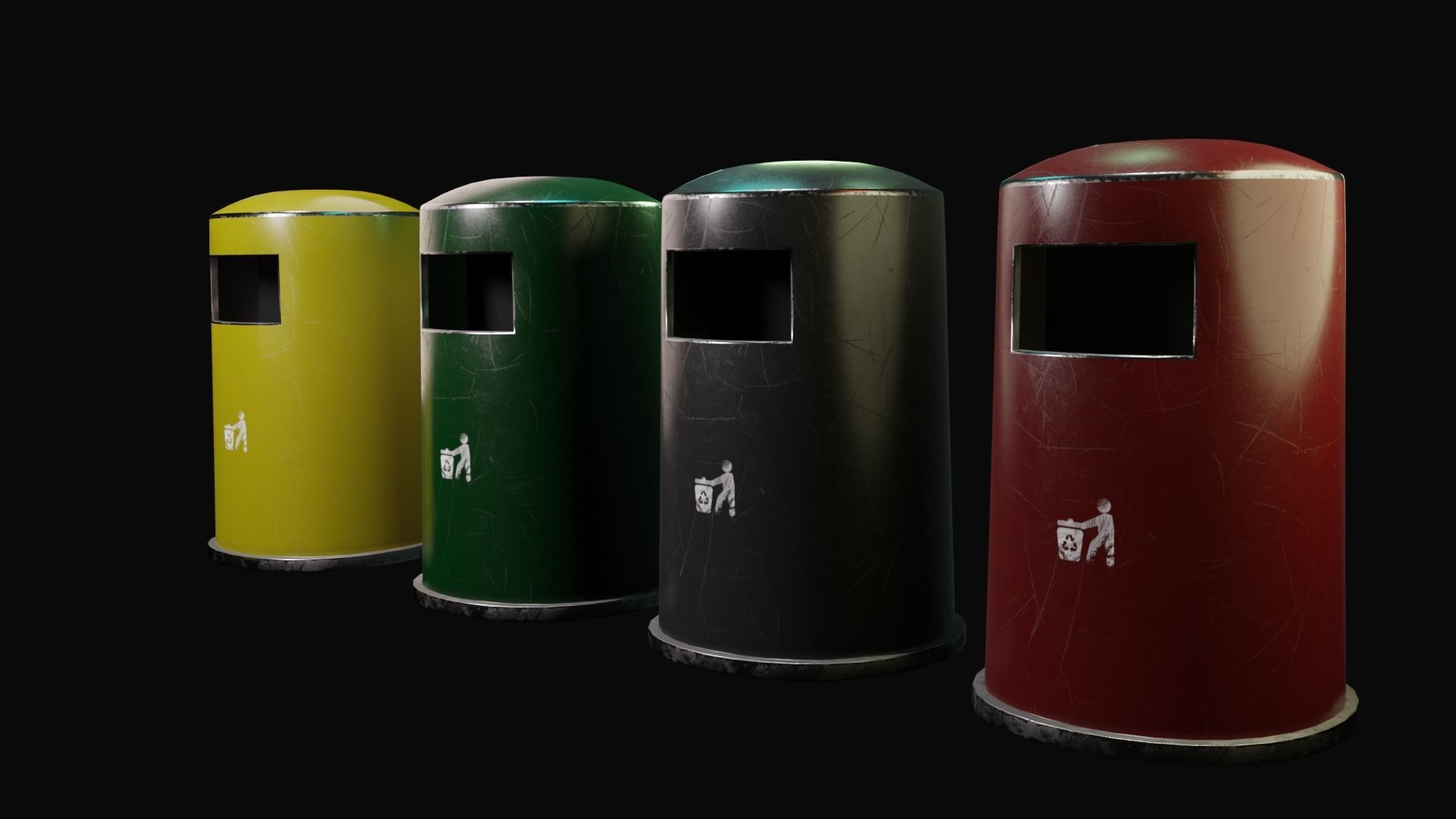 Pack Public trash Low-poly 3D model_16