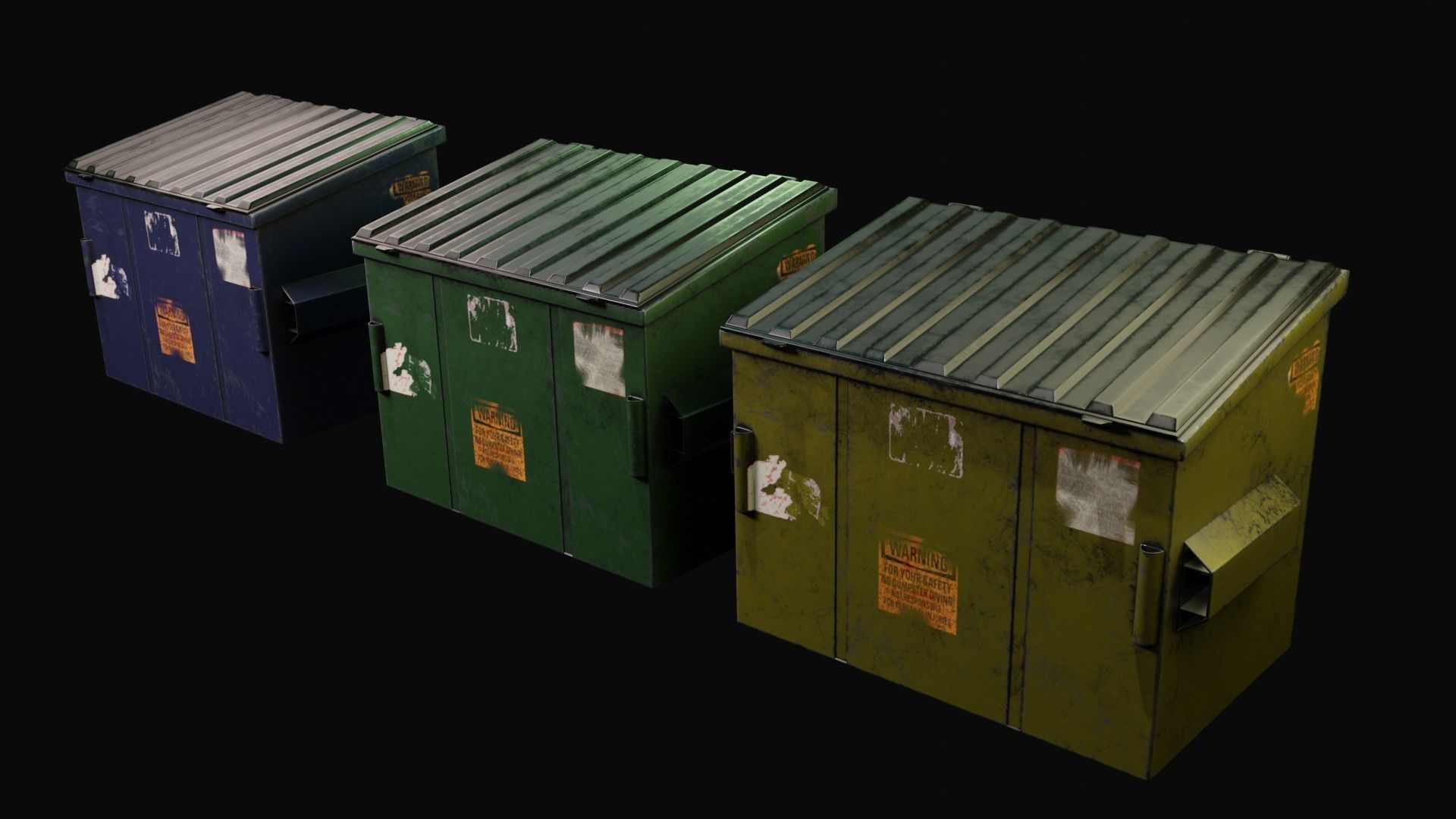 Pack Public trash Low-poly 3D model_6