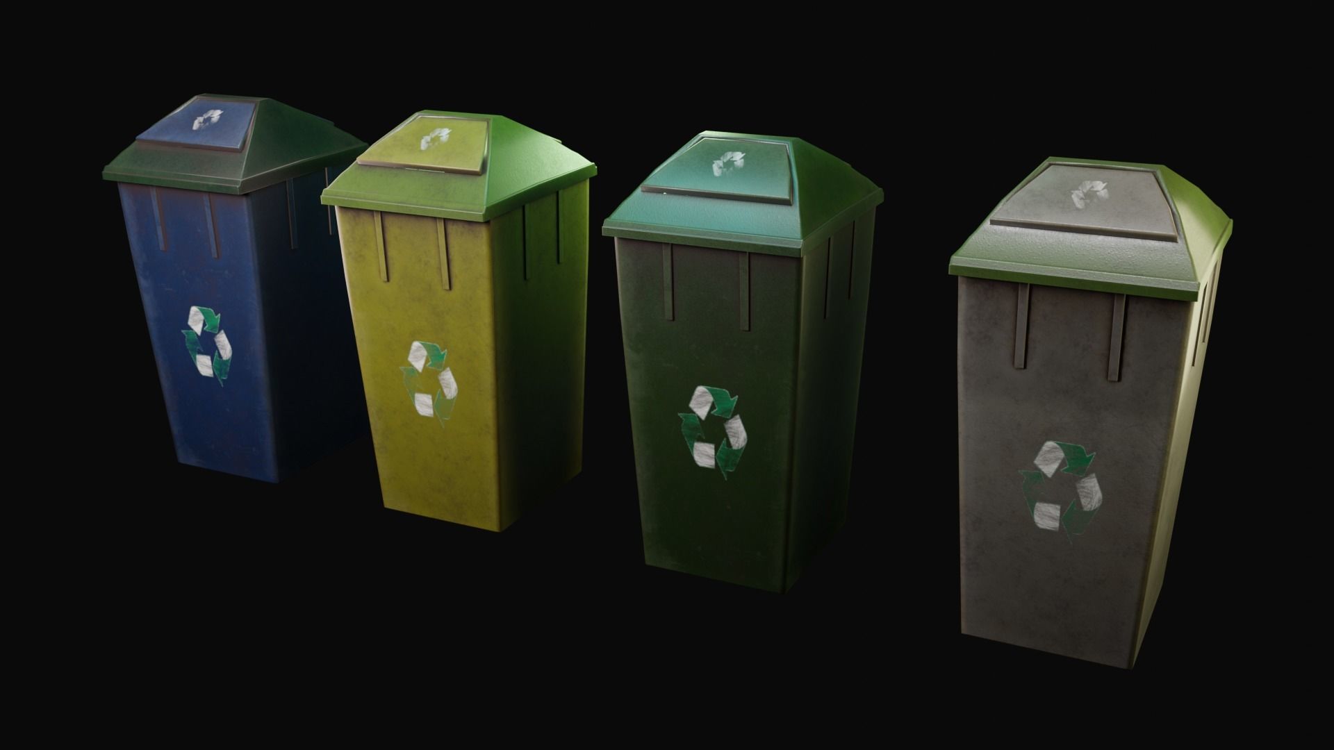 Pack Public trash Low-poly 3D model_10