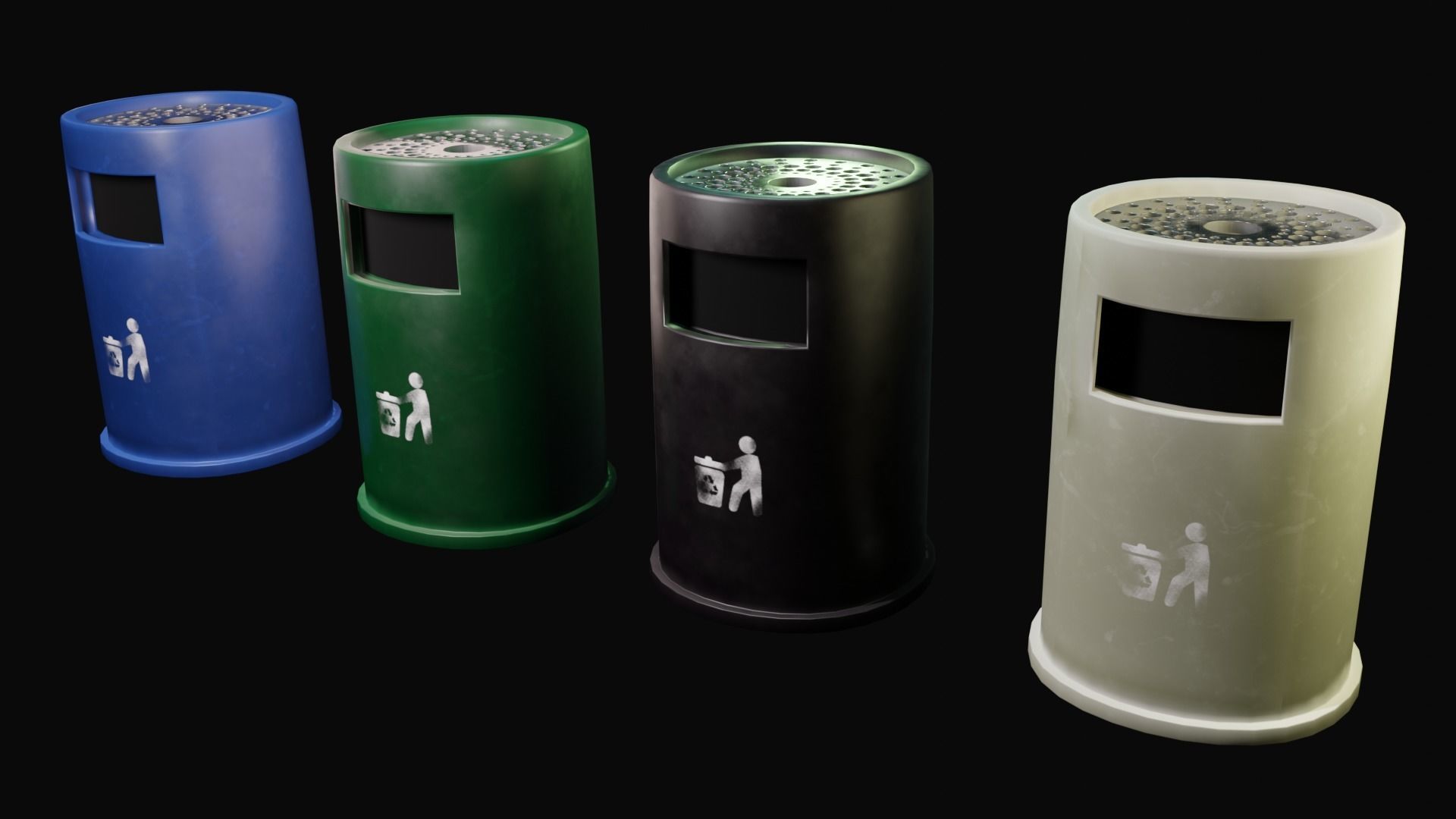 Pack Public trash Low-poly 3D model_8