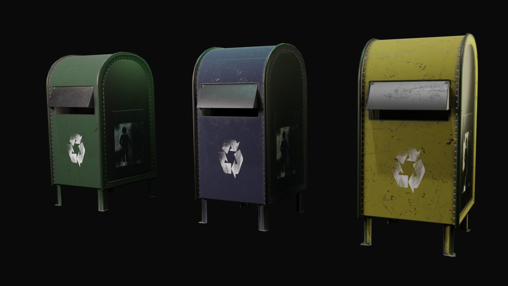 Pack Public trash Low-poly 3D model_4