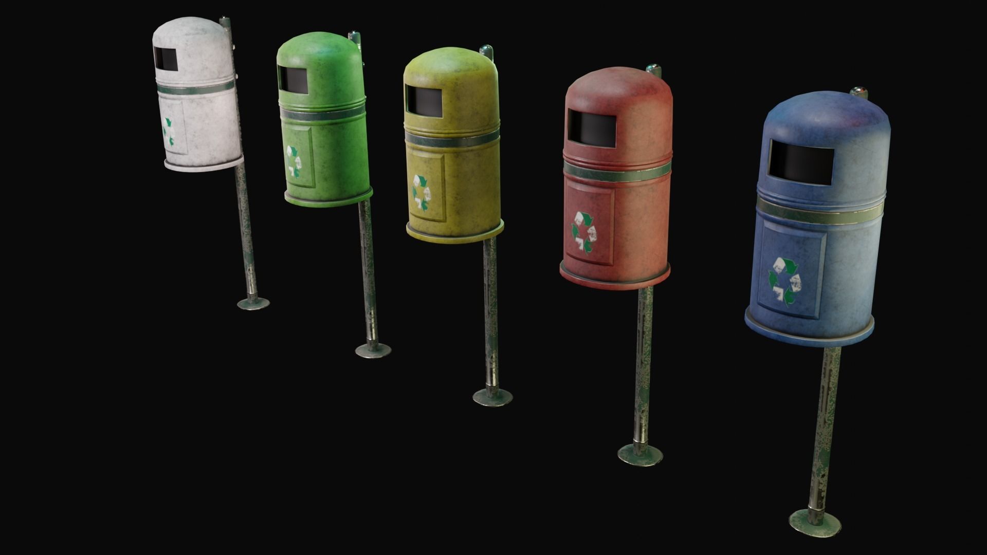 Pack Public trash Low-poly 3D model_12