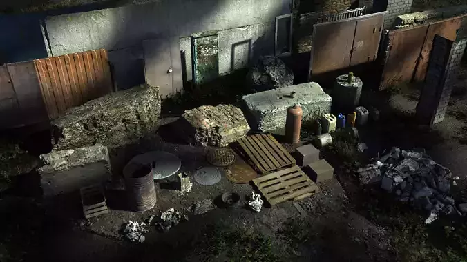 52 Urban assets-  8K PBR - Cinematic LODs  Low-poly 3D model