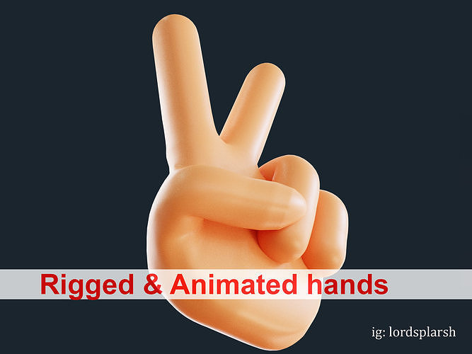 Animated Peace Sign Hand Emoji Low-poly 3D model