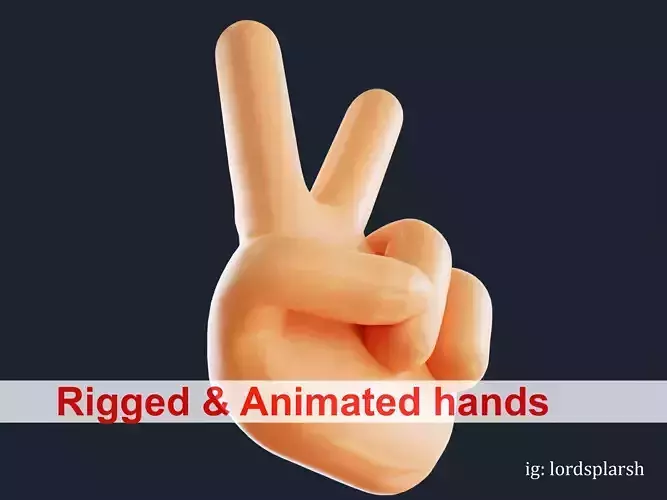 Animated Peace Sign Hand Emoji Low-poly 3D model